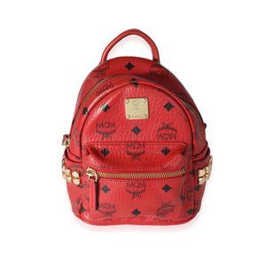 MCM Red Visetos Coated Canvas Stark Bebe Boo Backpack